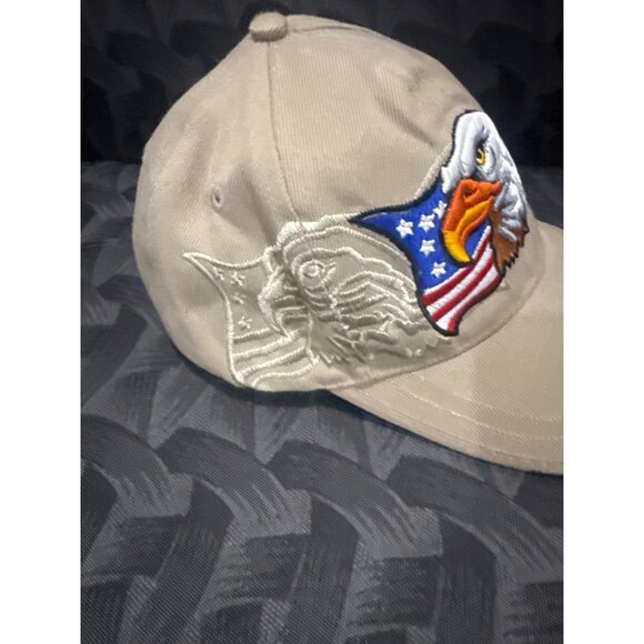 Eagle Embroidered Beige Baseball Cap U.S.A. Design Adjustable Strap NRA America - Picture 4 of 7